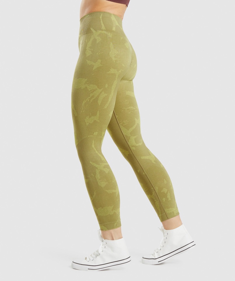 Gymshark Sabana-grifo Verde Adaptar Camuflaje Sin Costuras Legging