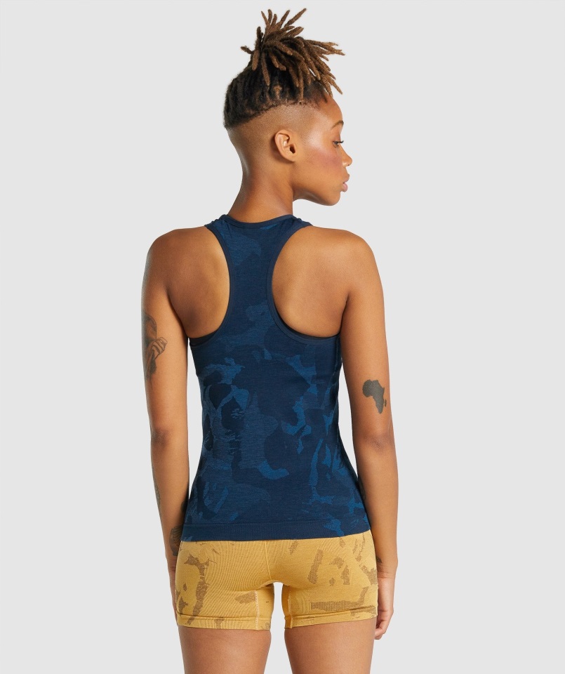 Gymshark Camiseta De Tirantes Sin Costuras Adapt Camo Savanna-navy