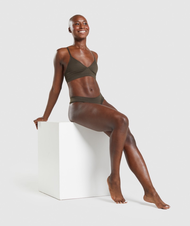 Gymshark Bralette De Cuello Bajo Sin Costuras Marrón Espresso