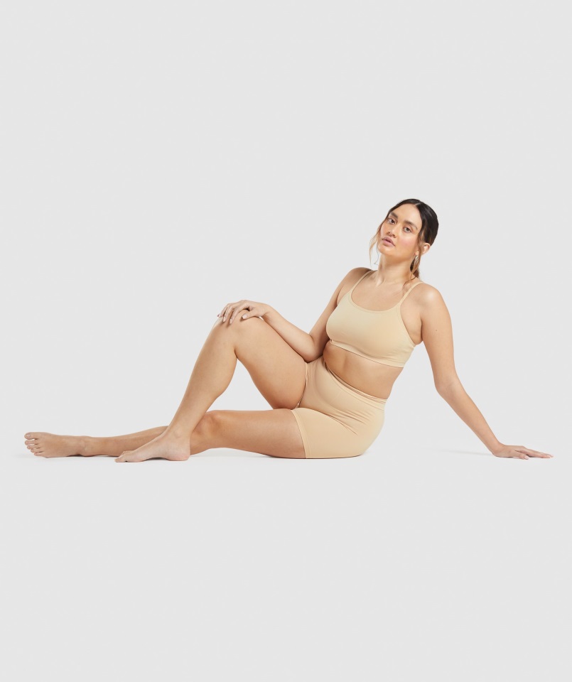 Gymshark Bralette De Escote Redondo Sin Costuras Leonado Marrón Claro