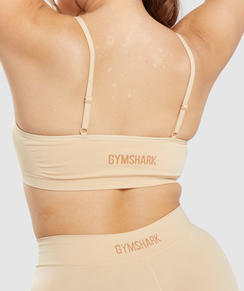 Gymshark Bralette De Escote Redondo Sin Costuras Leonado Marrón Claro