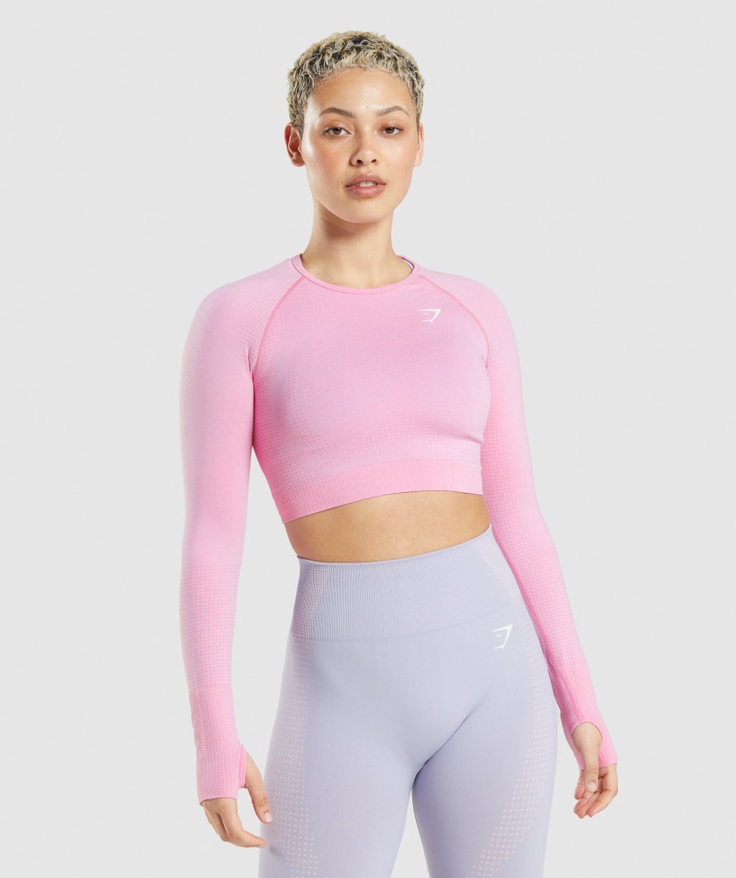 Gymshark Sorbet Rosa Jaspeado Vital Crop Top Sin Costuras 2.0