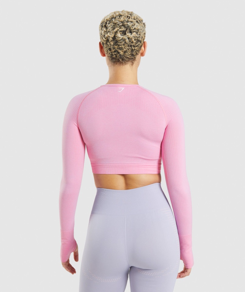 Gymshark Sorbet Rosa Jaspeado Vital Crop Top Sin Costuras 2.0