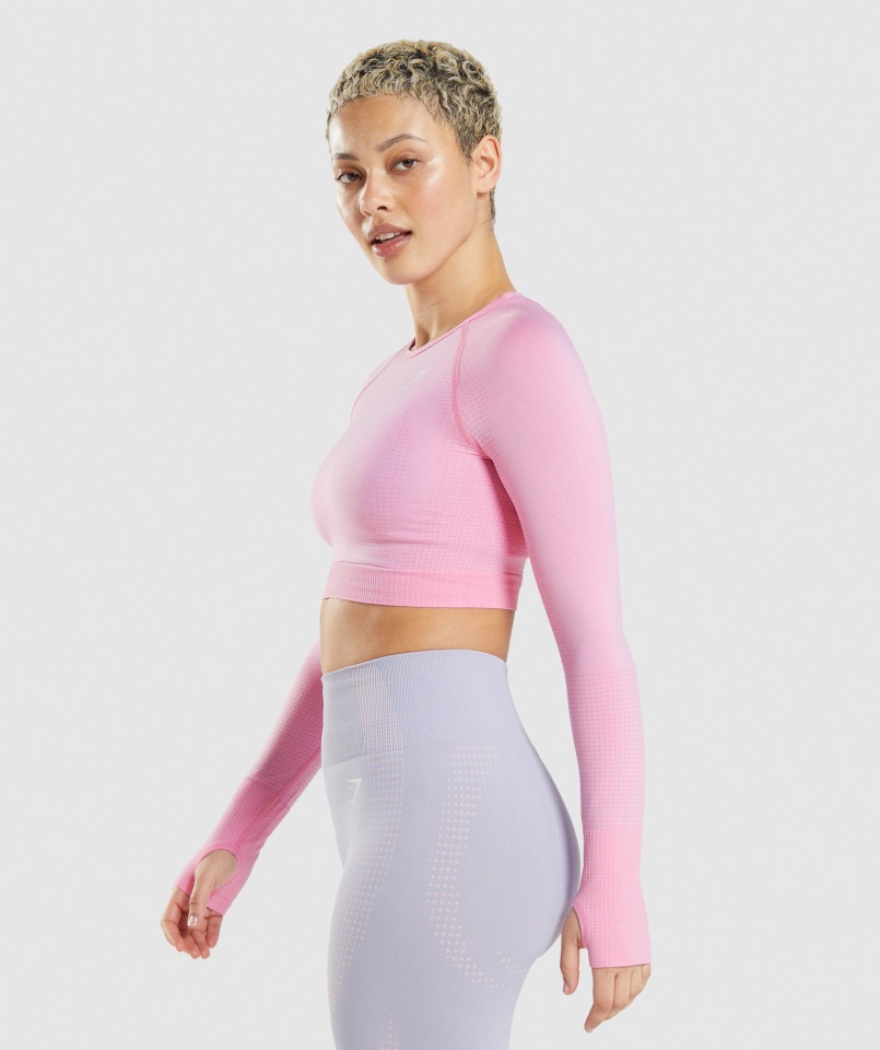 Gymshark Sorbet Rosa Jaspeado Vital Crop Top Sin Costuras 2.0