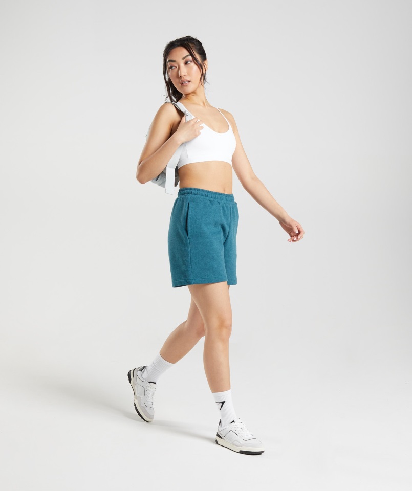 Gymshark Acero Azul Jaspeado Descanso Día Sudaderas Pantalones Cortos