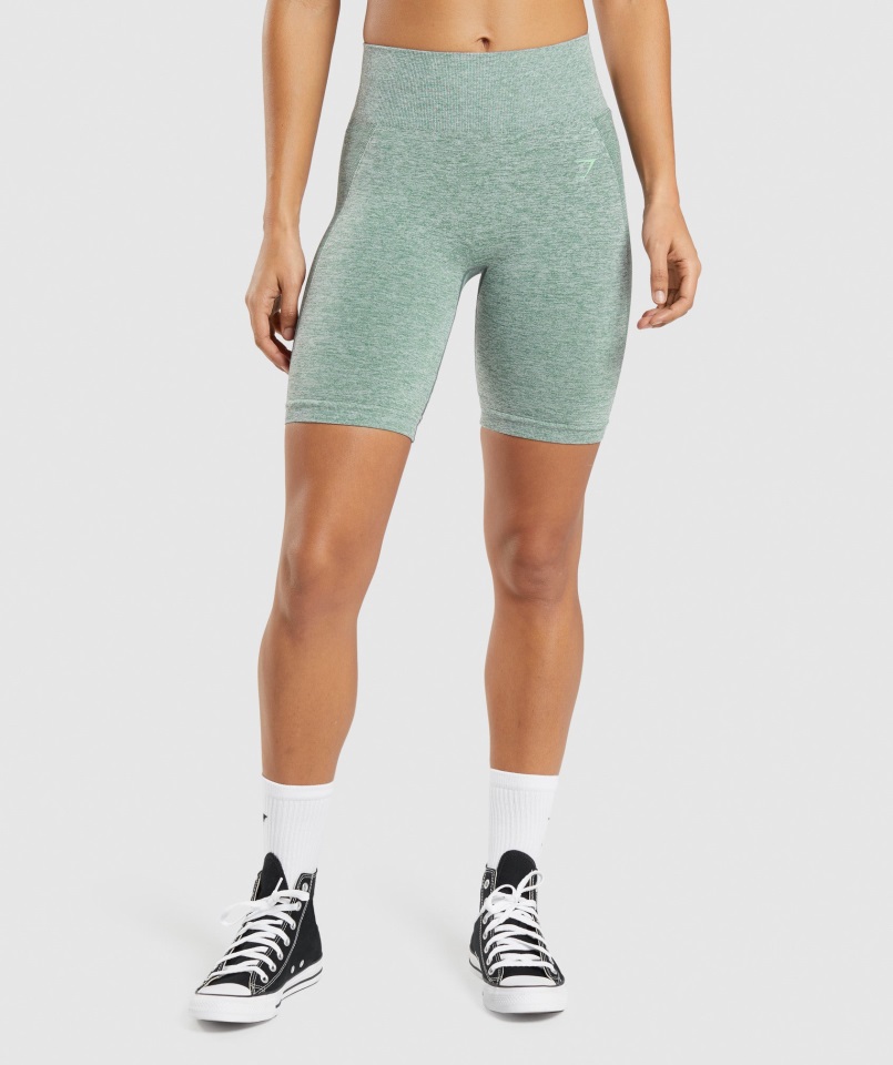 Shorts De Ciclismo Gymshark Studio Flex Verde Jaspeado