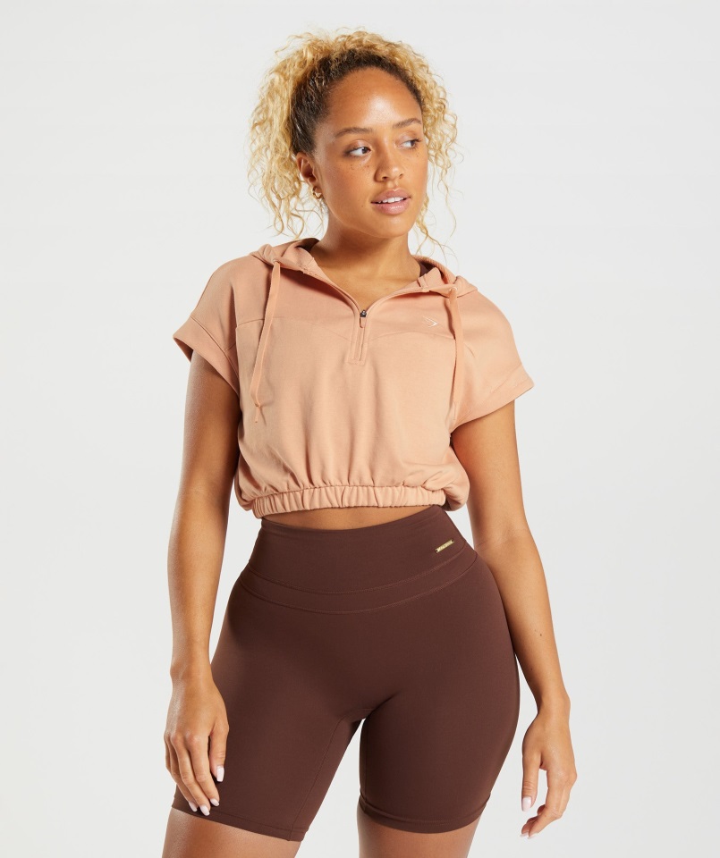 Gymshark Sunset Beige Whitney Recortada Con Capucha Sin Mangas