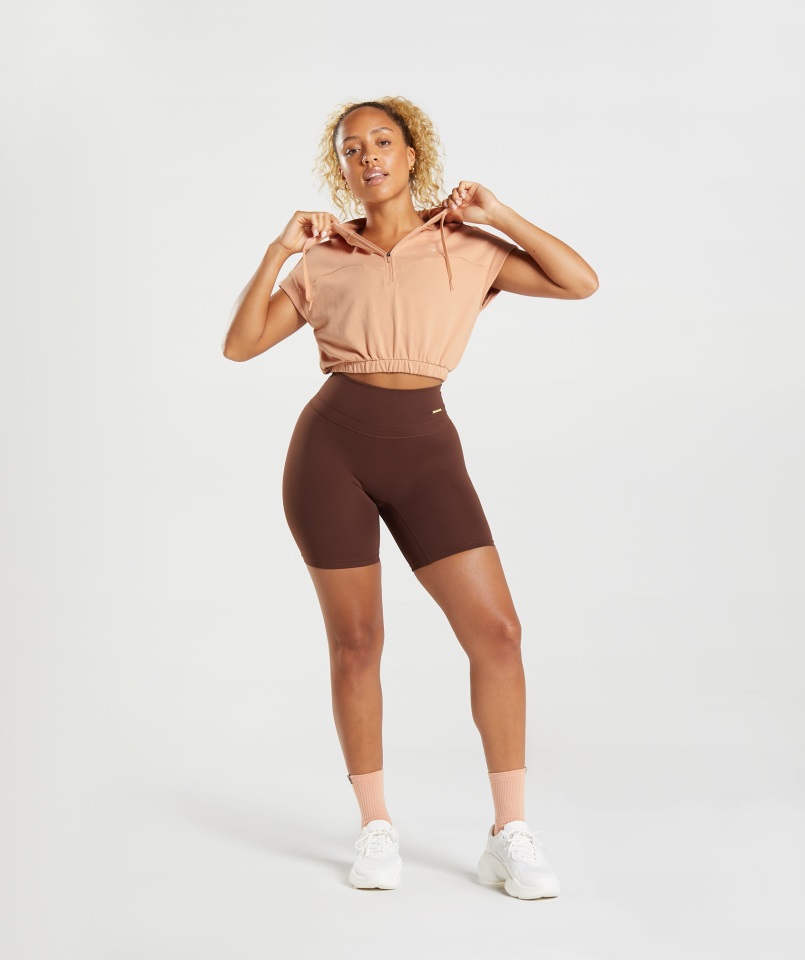 Gymshark Sunset Beige Whitney Recortada Con Capucha Sin Mangas