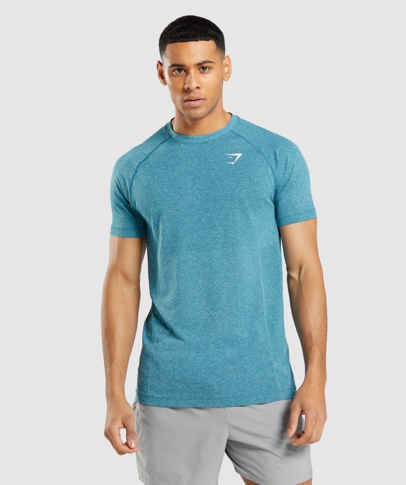 Camiseta Sin Costuras Gymshark Tahoe Verde Azulado Jaspeado Vital Light