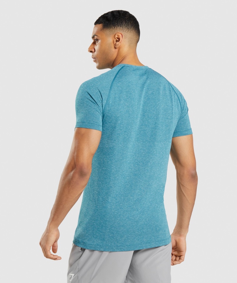 Camiseta Sin Costuras Gymshark Tahoe Verde Azulado Jaspeado Vital Light