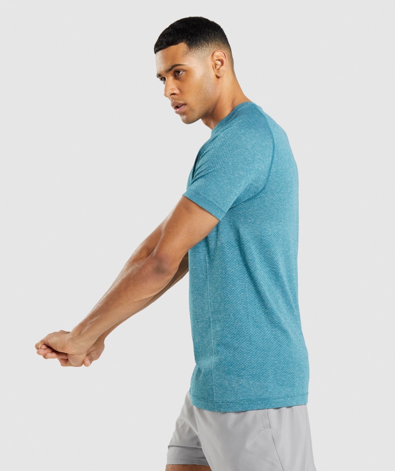 Camiseta Sin Costuras Gymshark Tahoe Verde Azulado Jaspeado Vital Light
