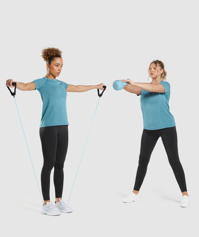 Camiseta Gymshark Tahoe Verde Azulado Jaspeado Vital Sin Costuras 2.0 Light