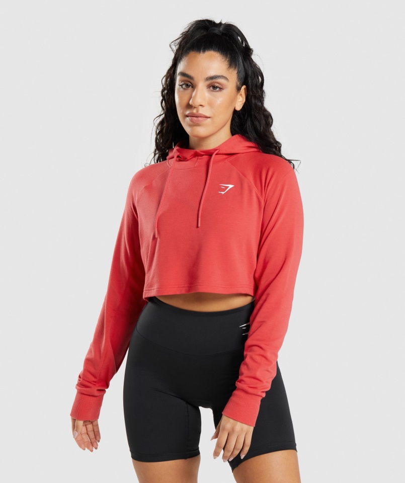 Gymshark Entrenamiento Sudadera Corta Con Capucha Rojo Rubí