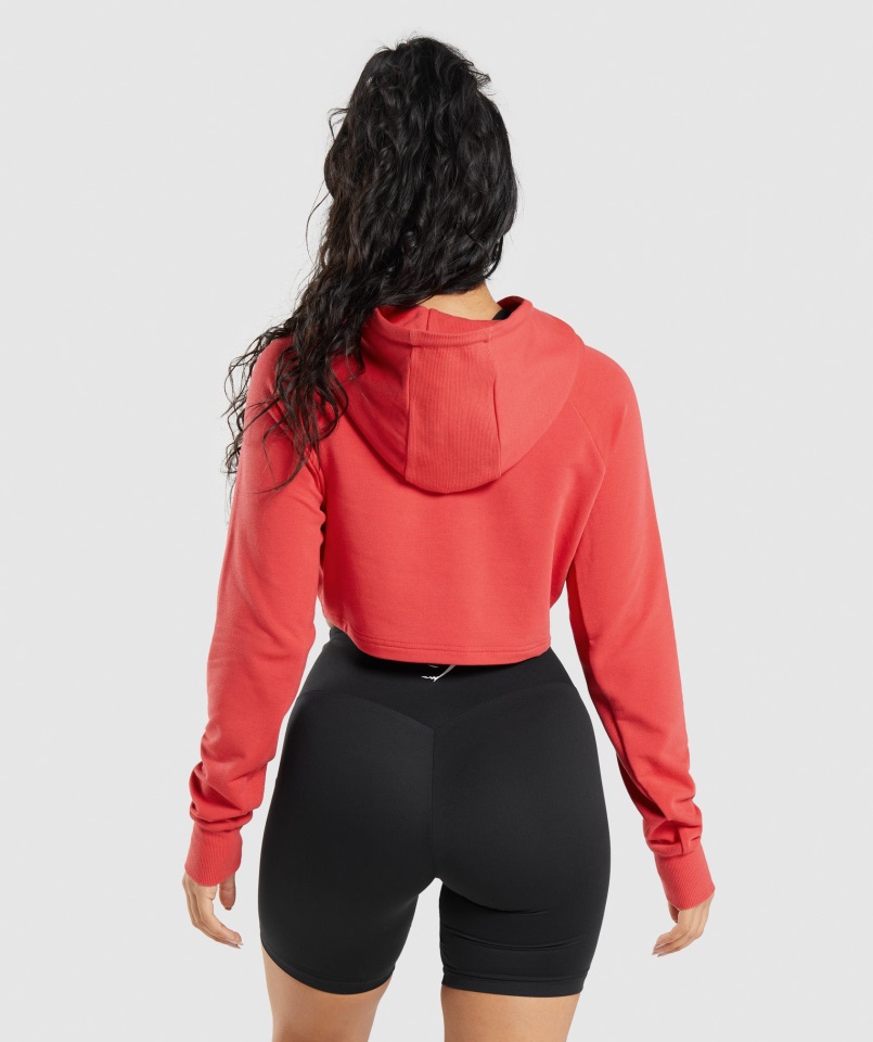 Gymshark Entrenamiento Sudadera Corta Con Capucha Rojo Rubí