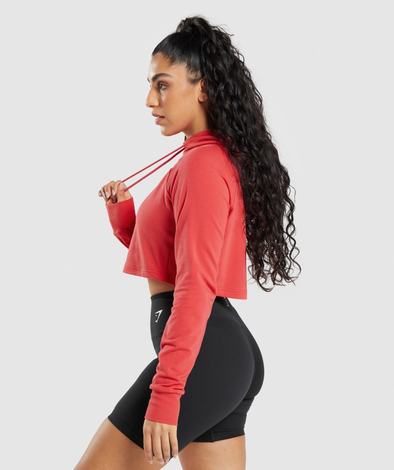Gymshark Entrenamiento Sudadera Corta Con Capucha Rojo Rubí