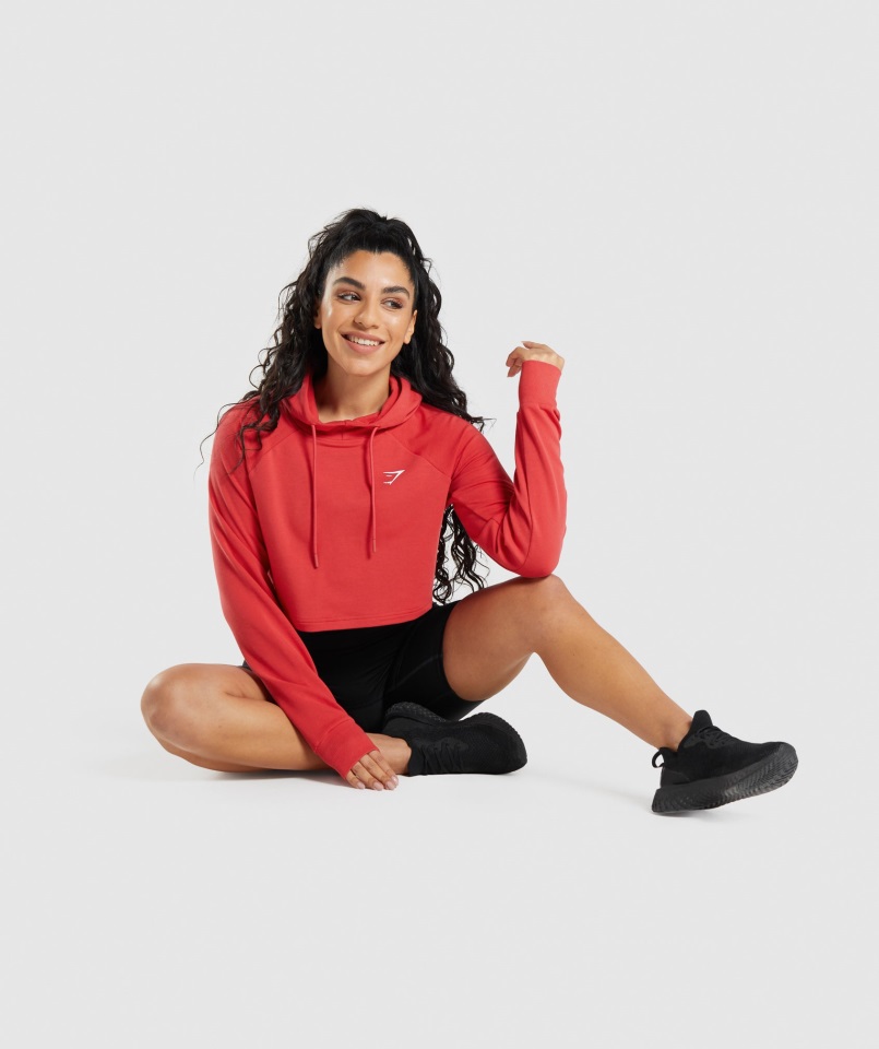 Gymshark Entrenamiento Sudadera Corta Con Capucha Rojo Rubí