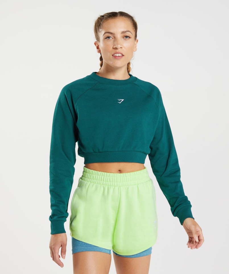 Gymshark Entrenamiento Suéter Corto Invierno Verde Azulado