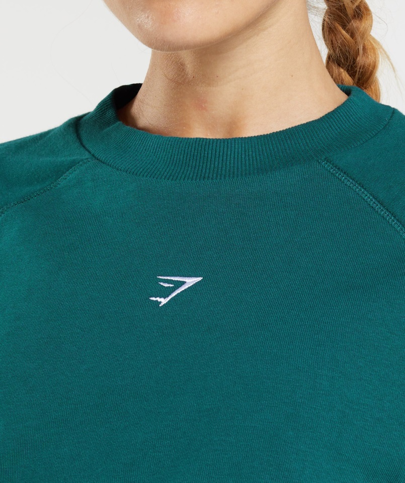 Gymshark Entrenamiento Suéter Corto Invierno Verde Azulado