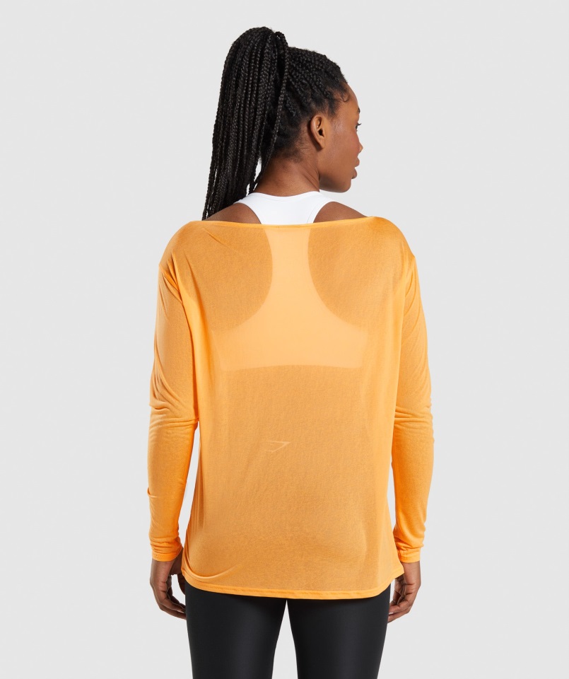 Camiseta Extragrande De Manga Larga De Entrenamiento Gymshark Naranja Albaricoque