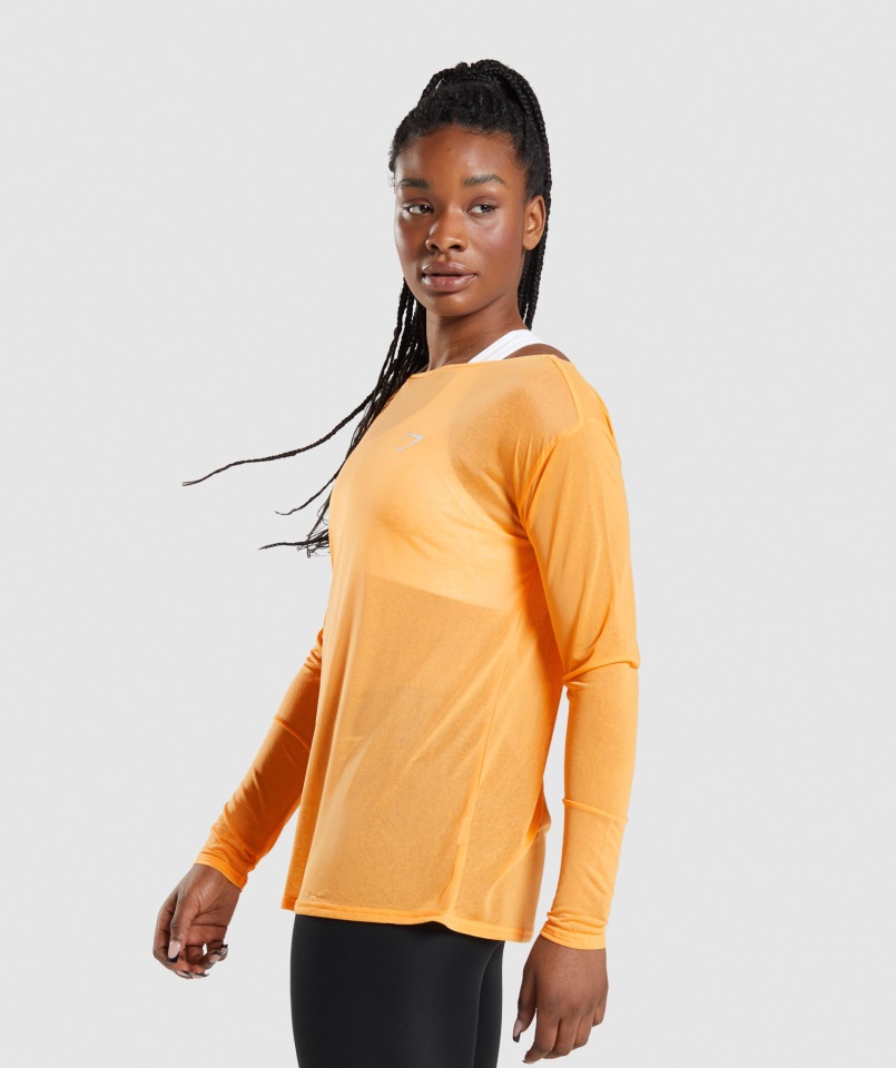Camiseta Extragrande De Manga Larga De Entrenamiento Gymshark Naranja Albaricoque