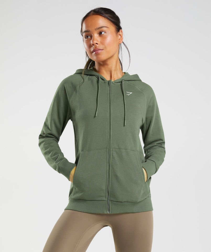 Gymshark Training Zip Sudadera Con Capucha Core Oliva