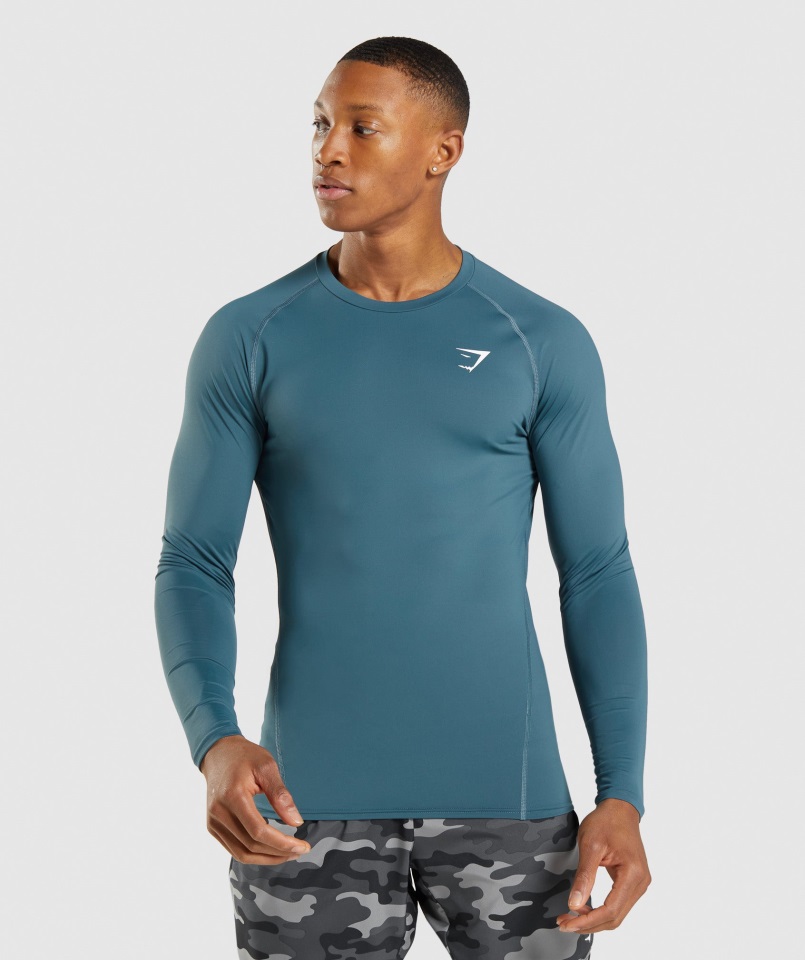 Camiseta De Manga Larga Gymshark Elemento Verde Azulado Toscano