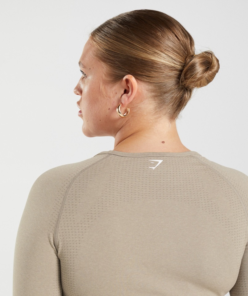 Top Corto Gymshark Marrón Vainilla Jaspeado Vital Sin Costuras 2.0