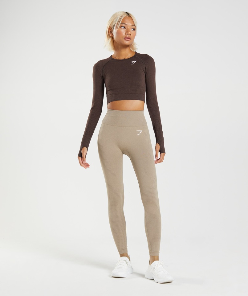 Gymshark Marrón Vainilla Jaspeado Vital Sin Costuras 2.0 Legging