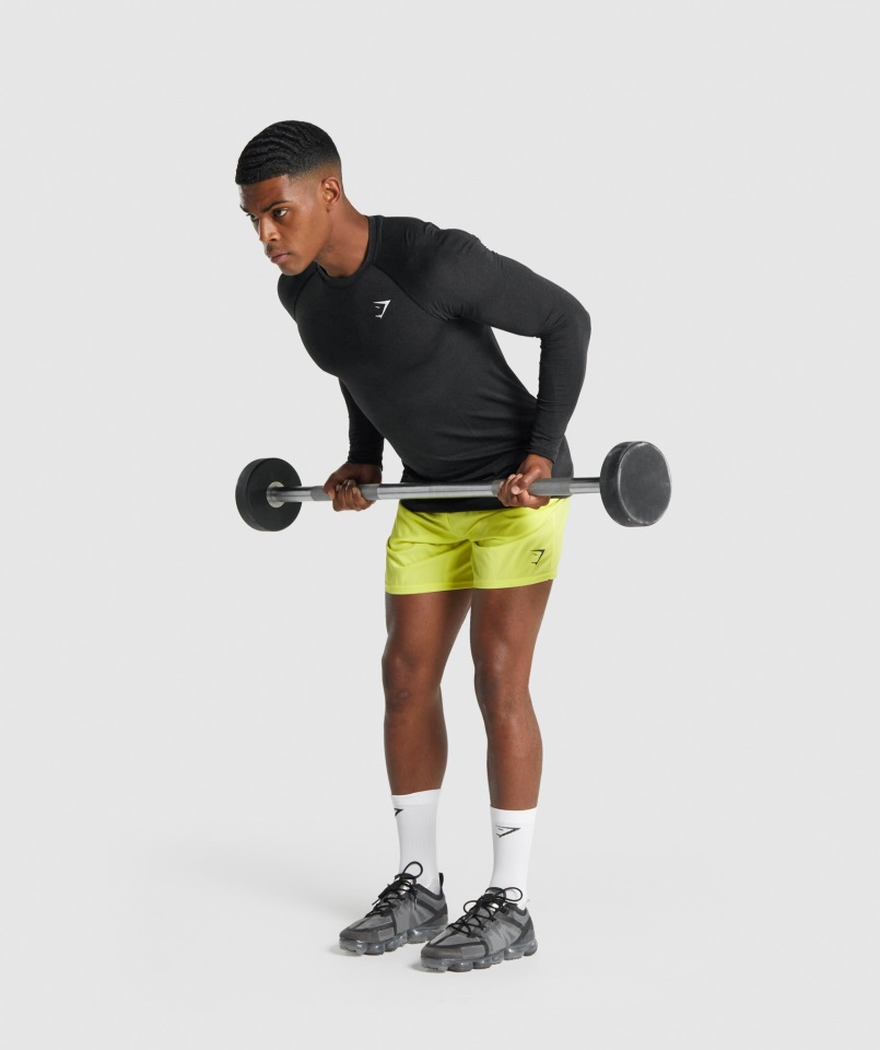 Camiseta Gymshark Vital Light Sin Costuras Manga Larga Negro Jaspeado