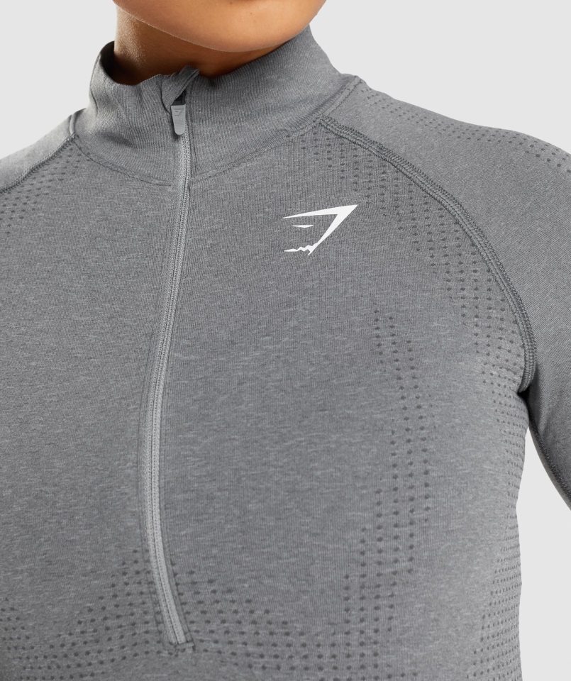 Gymshark Vital Seamless 2.0 1-2 Jersey Con Cremallera Smokey Grey Marl