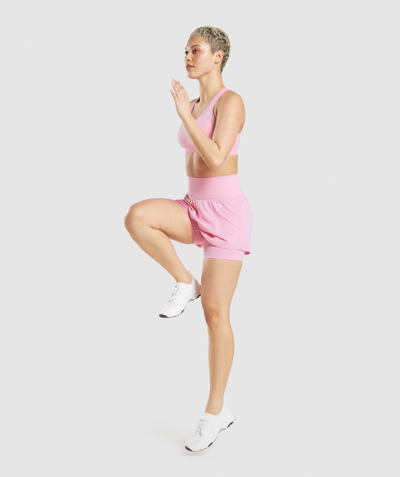 Pantalón Corto 2 En 1 Gymshark Vital Seamless 2.0 Sorbete Rosa Jaspeado