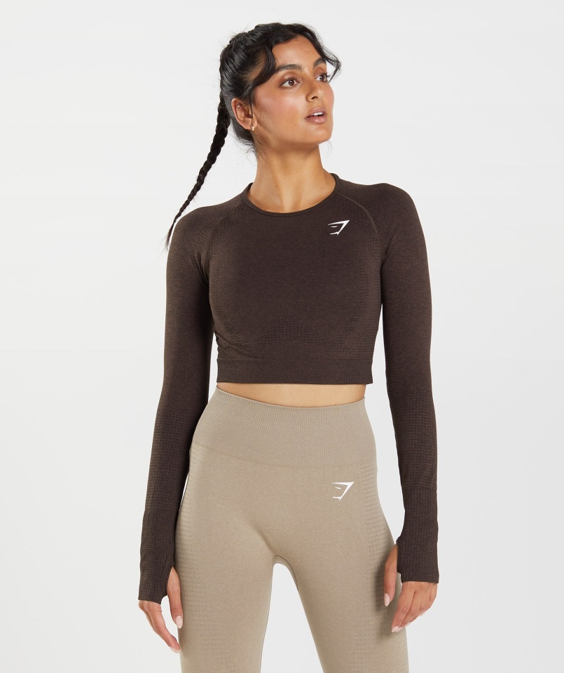 Crop Top Gymshark Vital Seamless 2.0 Marrón Cereza Jaspeado