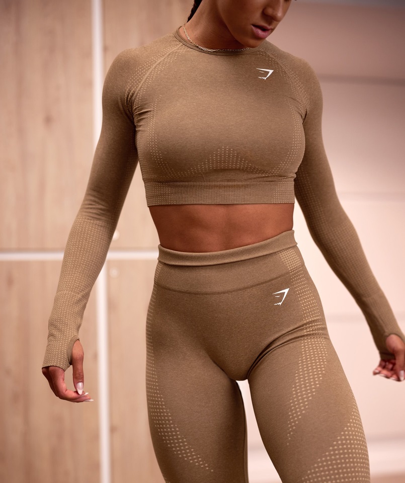Gymshark Vital Sin Costuras 2.0 Crop Top Leonado Jaspeado