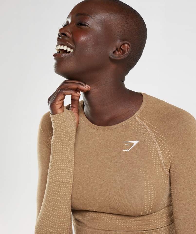 Gymshark Vital Sin Costuras 2.0 Crop Top Leonado Jaspeado