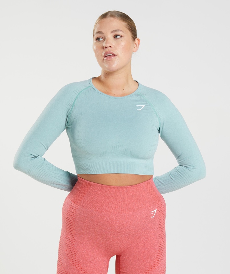 Crop Top Gymshark Vital Seamless 2.0 Azul Perla Jaspeado