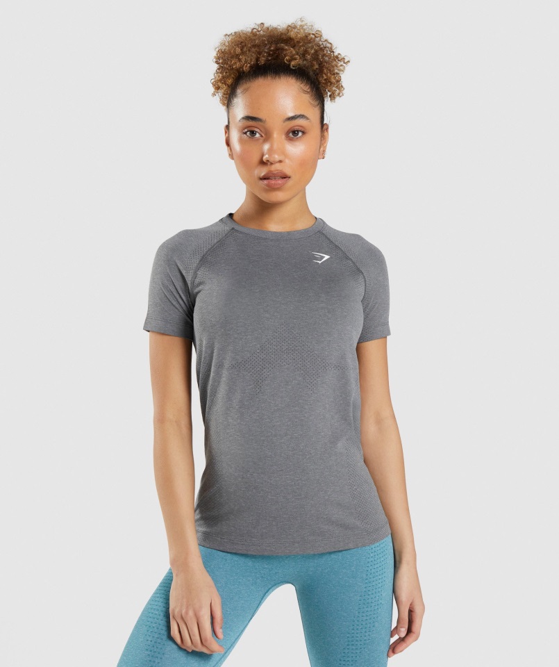 Camiseta Gymshark Vital Seamless 2.0 Light Gris Humo Jaspeado