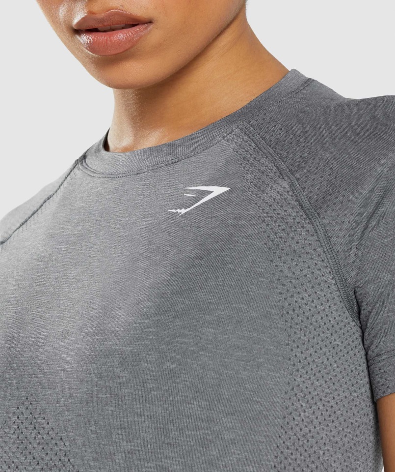 Camiseta Gymshark Vital Seamless 2.0 Light Gris Humo Jaspeado