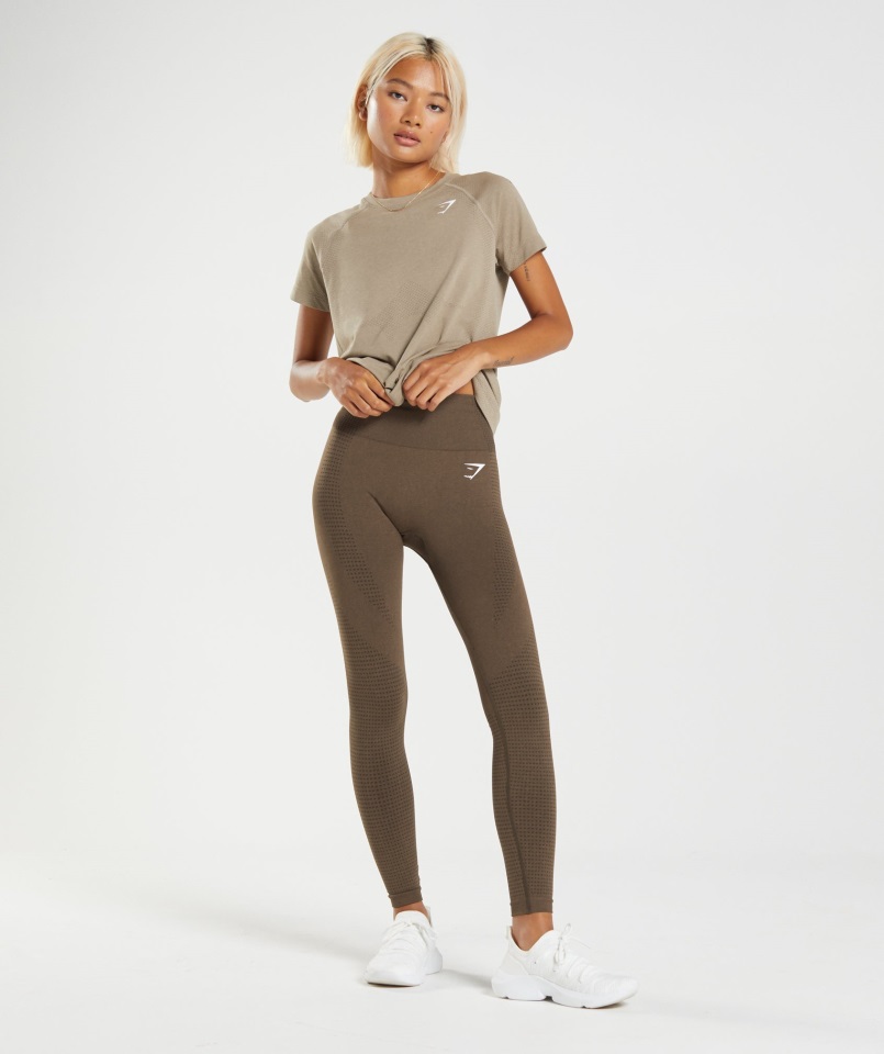 Camiseta Gymshark Vital Seamless 2.0 Light Marrón Vainilla Jaspeado