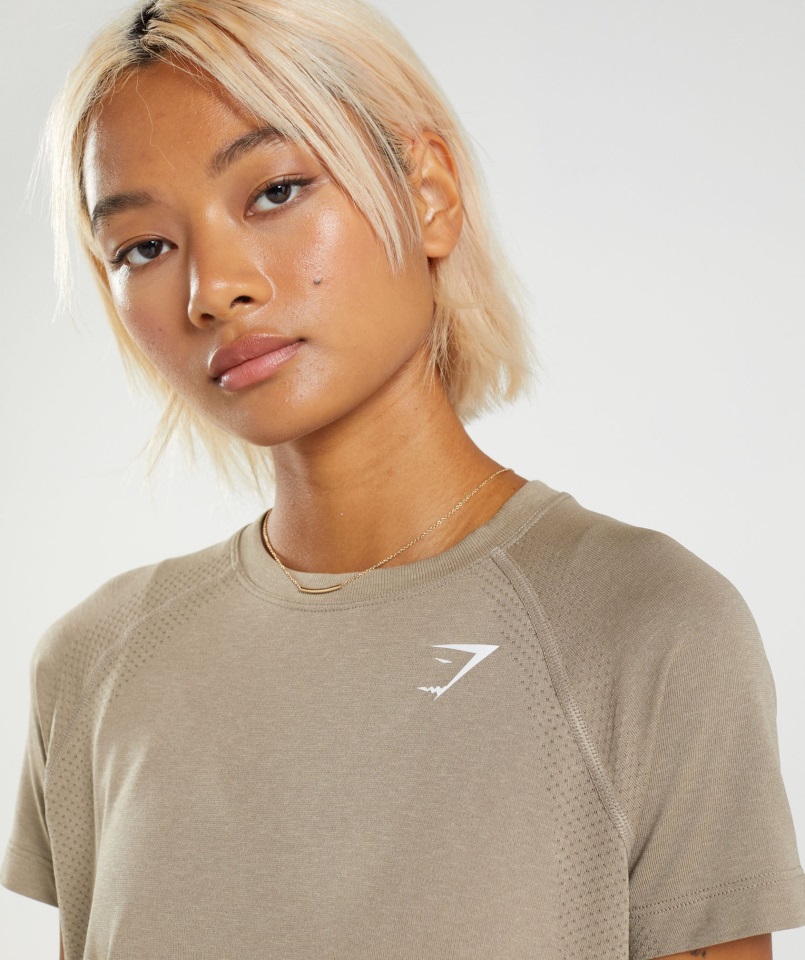 Camiseta Gymshark Vital Seamless 2.0 Light Marrón Vainilla Jaspeado
