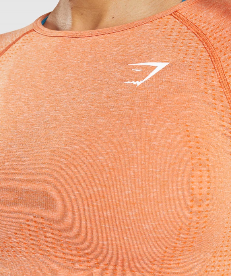 Gymshark Vital Seamless 2.0 Top Corto De Manga Larga Albaricoque Naranja Jaspeado