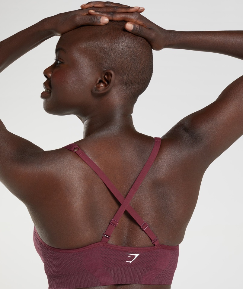 Sujetador Deportivo Gymshark Vital Sin Costuras 2.0 Con Escote En V Granate Al Horno Jaspeado