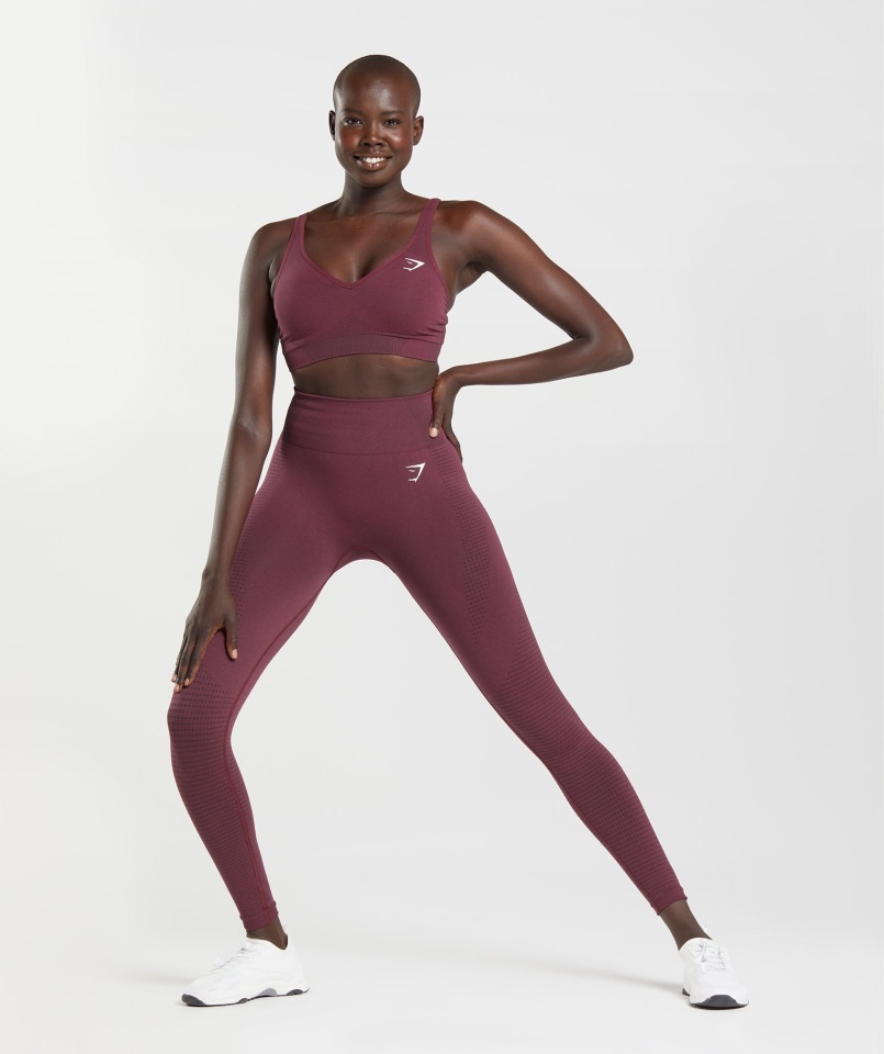 Sujetador Deportivo Gymshark Vital Sin Costuras 2.0 Con Escote En V Granate Al Horno Jaspeado