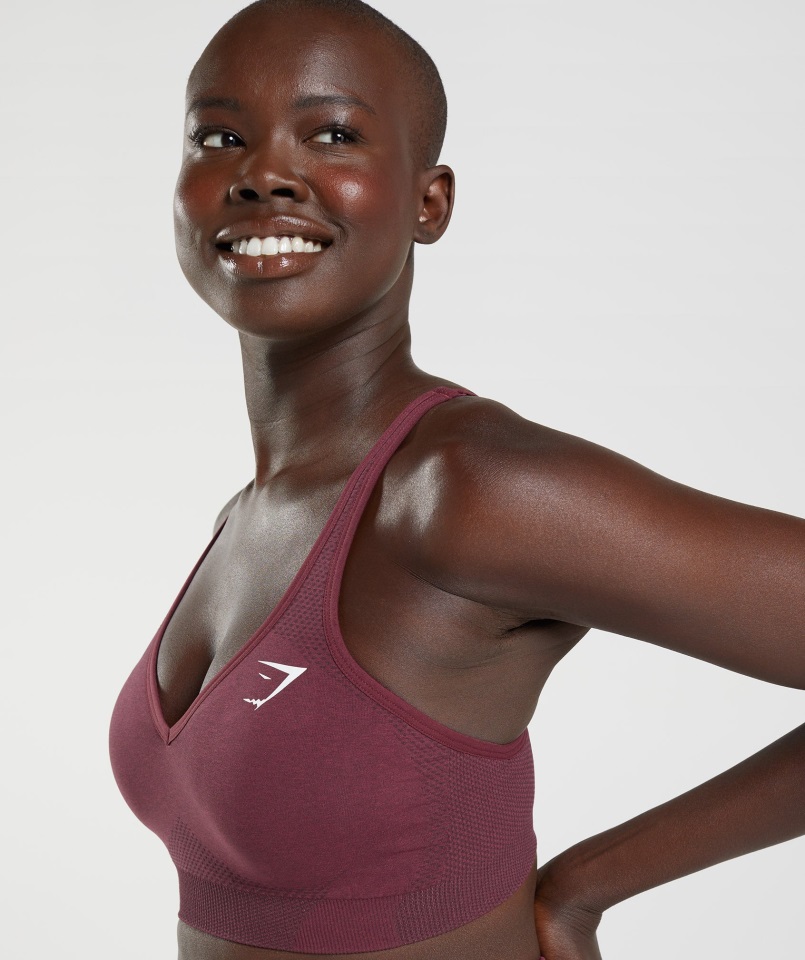 Sujetador Deportivo Gymshark Vital Sin Costuras 2.0 Con Escote En V Granate Al Horno Jaspeado