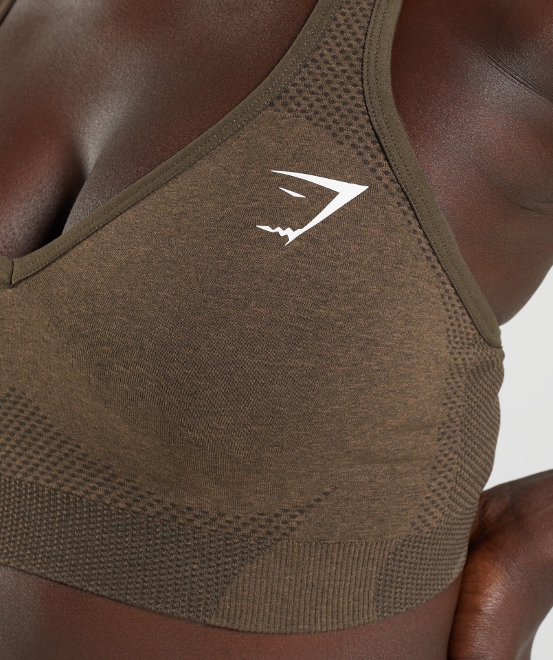 Sujetador Deportivo Gymshark Vital Sin Costuras 2.0 Con Cuello En V Espresso Jaspeado