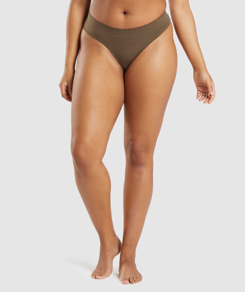 Tanga Gymshark Marrón Nogal Sin Costuras