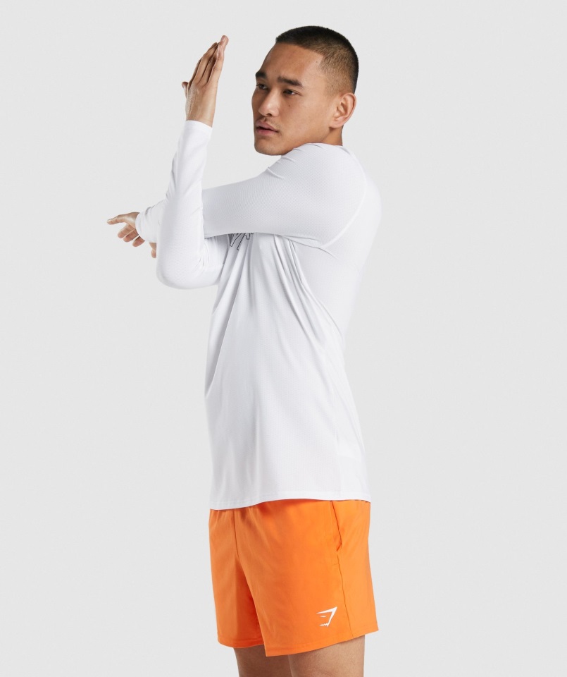 Gymshark Camiseta Blanca De Manga Larga Con Gráfico De Llegada