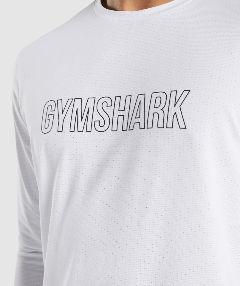 Gymshark Camiseta Blanca De Manga Larga Con Gráfico De Llegada