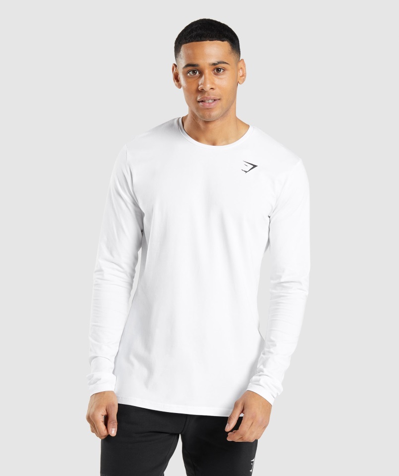 Gymshark Camiseta Blanca Esencial De Manga Larga
