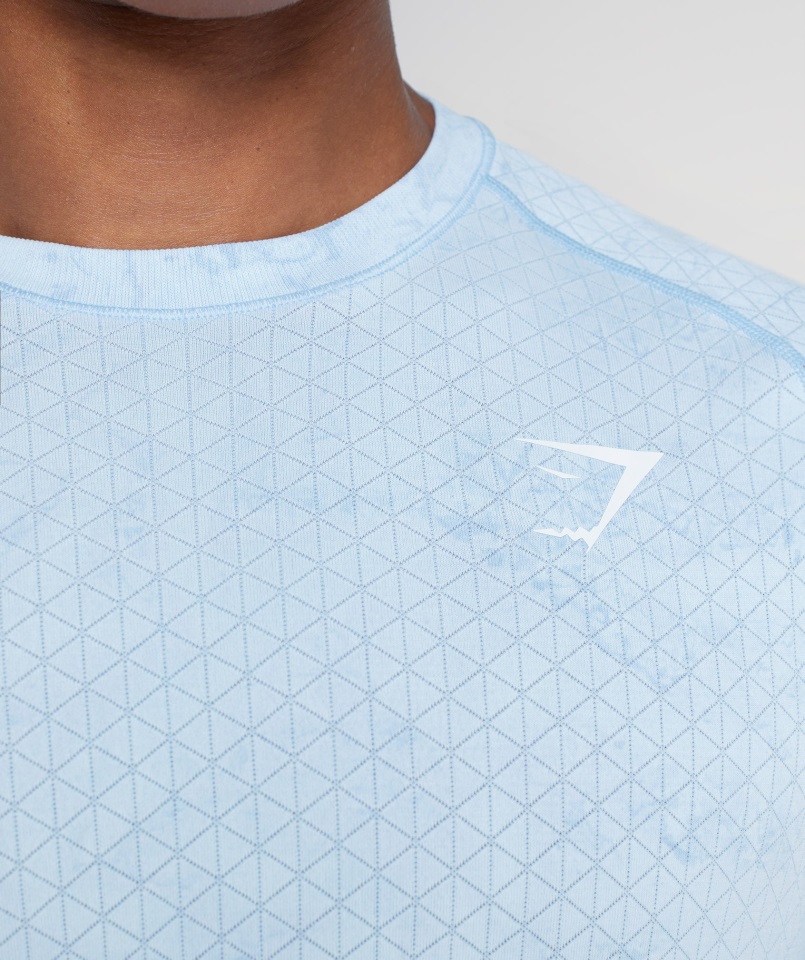 Camiseta Sin Costuras Gymshark White-moonstone Blue Geo
