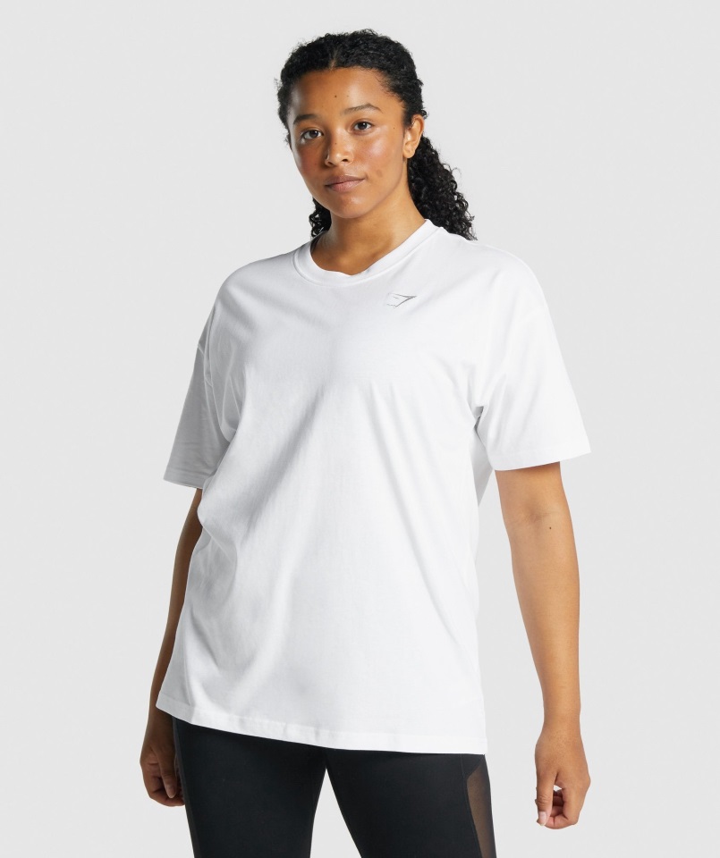Gymshark Camiseta Blanca Extragrande De Entrenamiento